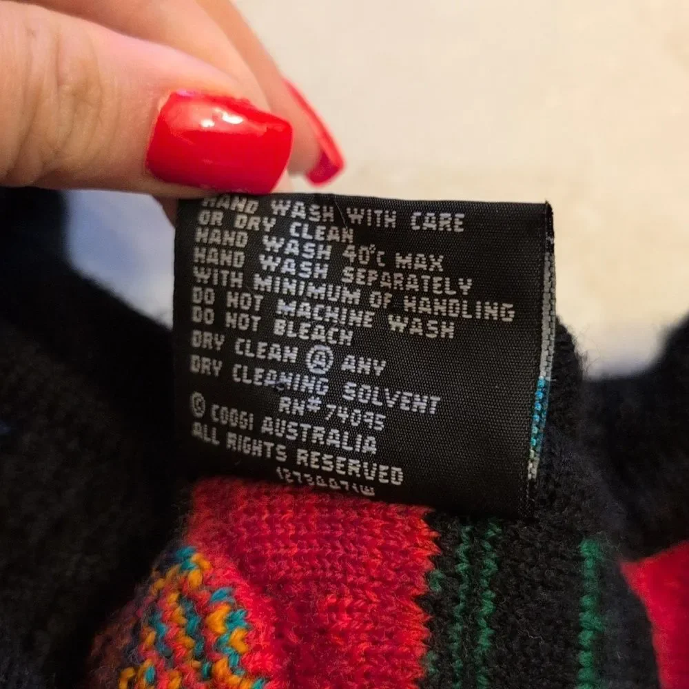 Coogi Sweater New Wool Bright Red Purple Texture Crew Neck Pullover Size M - Picture 7 of 13